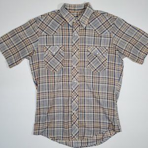 Wrangler Men's Casual Plaid Button Down Shirt - Blue and Tan